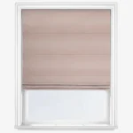 Dusty rose Roman blind in a white window frame
