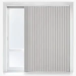 Light grey vertical blinds on a patio door