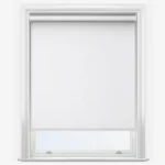 White roller blind installed in a white window frame